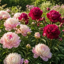 Duo rote und rosa Pfingstrosen - Zwei Farben, ein Blütentraum