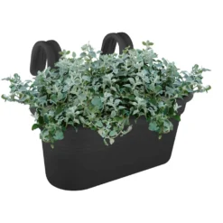 Elho Balkonkasten Green Basics Easy Hänger, groß oval schwarz - Sofort begrünter Balkon