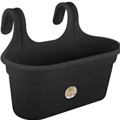 Elho Balkonkasten Green Basics Easy Hänger, groß oval schwarz - Sofort begrünter Balkon