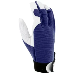 Leder-Gartenhandschuhe marineblau - Schutz für starke Hände